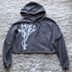 Super soft crop hoodie with Joshua Trees print